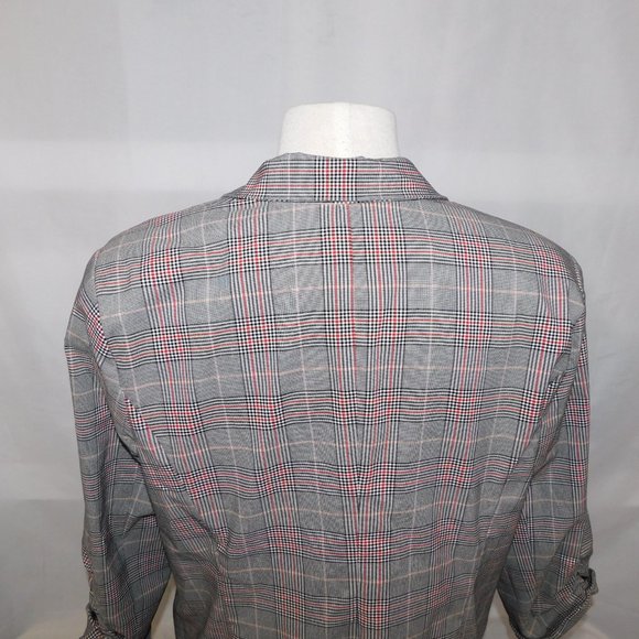 Jules & Leopold Womens L Black White Red Plaid Check Blazer 3/4 Sleeve Preppy - Picture 10 of 12